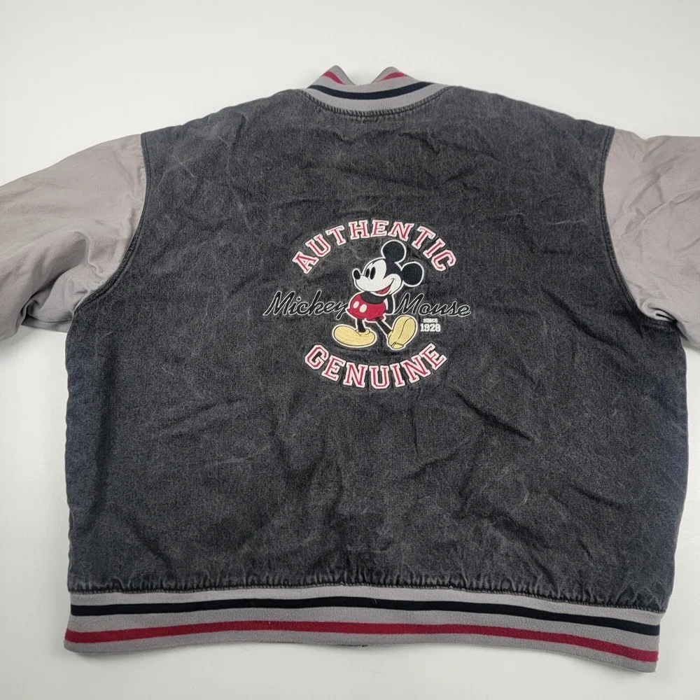 Vtg 90s Disney Store Mickey Mouse Letterman jacket size XL Full Zip Description